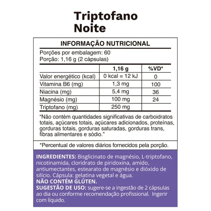 TRIPTOFANO NOITE 120 CAPS 720MG